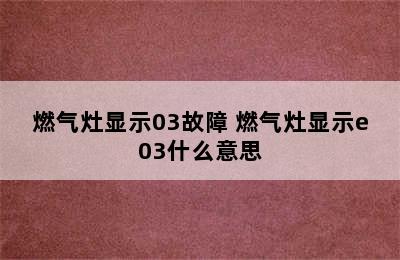 燃气灶显示03故障 燃气灶显示e03什么意思